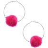 Suzywan DELUXE Fuchsia Pom Pom Hoop Earrings buy online shopping cheap sale