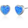 Synthetic Blue Opal Heart Stud Earrings buy online shopping cheap sale