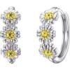 Triple Crystal Daisy Hoop Earrings Created with Zircondia® Crystals buy online shopping cheap sale