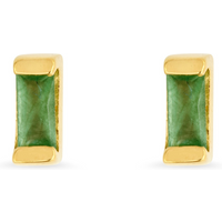 Unisex Petite Baguette Sakota Emerald VM Stud Earrings