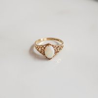 Vintage Irene Filigree Opal Ring | Size M | Solid 9ct Gold