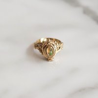 Vintage Martha Opal Locket Ring | Size S | 9ct Gold Plated buy online shopping cheap sale