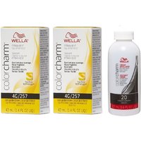 Wella Color Charm 4G Dark Golden Brown Permanent Liquid Hair Colour - 4G+4G+Dev (Vol.20) 3.6oz buy online shopping cheap sale