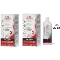 Wella Color Charm 4RG Dark Auburn Permanent Liquid Hair Colour – 4RG(2)+Dev(Vol.20)32oz