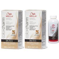 Wella Color Charm 5N Light Brown Permanent Liquid Hair Colour – 5N+5N+Dev (vol.20)3.6oz