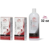 Wella Color Charm 6R Red Terra Cotta Permanent Liquid Hair Colour – 6R + 6R + Developer (Vol. 20) 32oz