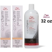 Wella Color Charm 7N Medium Natural Blonde Permanent Gel Hair Colour – Medium Natural Blonde, 2 Hair Colours, 6%/20 Volume Developer (32oz)