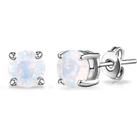 White Opal Earrings Created with Zircondia® Crystals