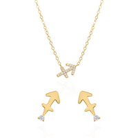 Zodiac Symbol Gift Set | Stud Earrings & Necklace | 18K Gold Plated