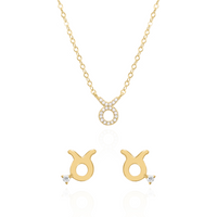 Zodiac Symbol Gift Set | Stud Earrings & Necklace | 18K Gold Plated