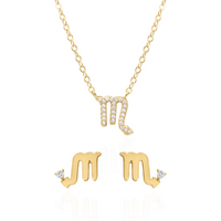 Zodiac Symbol Gift Set | Stud Earrings & Necklace | 18K Gold Plated