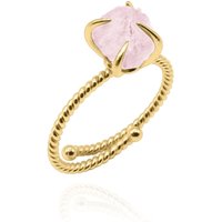 Zoraida Rose Quartz Raw Crystal Ring | 18K Gold Plated