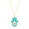 Authentic Turquoise Color Hamsa Hand Necklace Sterling Silver buy online shopping cheap sale