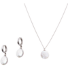 Baroque Flat Pearl Pendant Necklace and Earring Sterling Silver Set buy online shopping cheap sale