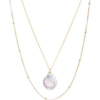 Baroque Flat Pearl Pendant and Italian Beaded Sterling Silver Stacking Necklace Set buy online shopping cheap sale