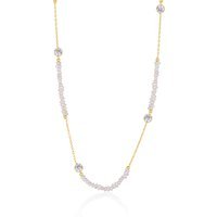 Baroque Irregular Pearl Jewelled Sterling Silver Chain Necklace in Gold