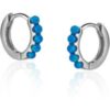 Beaded Blue Opal Huggie Hoop Earrings Beaded Blue Opal Huggie Hoop Earrings