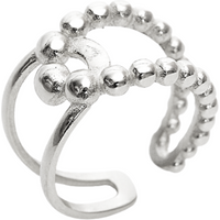 Beaded Intercepting Circle Sterling Silver Adjustable Ring