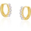 Beaded White Opal Huggie Hoop Earrings