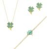 Best of Luck Four Leaves Clover Sterling Silver Bracelet Necklace and Stud Earring Set buy online shopping cheap sale