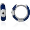 Blue Enamelled Jewelled Eye Sterling Silver Huggie Hoop Earring