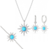 Blue Opal Sun Sterling Silver Necklace Earring and Bracelet Set buy online shopping cheap sale