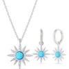 Blue Opal Sun Sterling Silver Necklace and Earring Set buy online shopping cheap sale