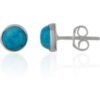 Blue Turquoise Dome Sterling Silver Stud Earring