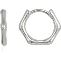 Bone Shape Hexagonal Huggie Hoop Earring in Sterling Silver