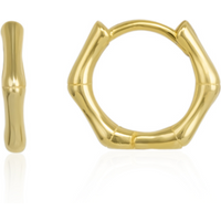 Bone Shape Hexagonal Huggie Hoop Earring in Sterling Silver