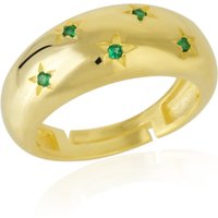 Celestial Star Sterling Silver Dome Ring With Stones