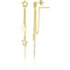 Chain and Stars Sterling Silver Drop Earring