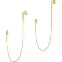 Chained Bar Chain Earring Sterling Silver – Pair