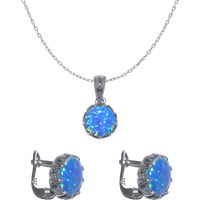 Circle Japaneese Opal High Quality Sterling Silver Set