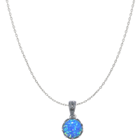 Circle Opal High Quality Sterling Silver Pendant Necklace