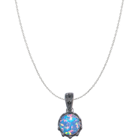 Circle Opal High Quality Sterling Silver Pendant Necklace