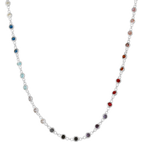Colourful Rainbow Jewelled Sterling Silver Chain Necklace