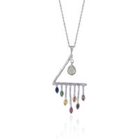 Colourful Rainbow Rain Drop Necklace in Sterling Silver
