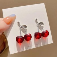 Double Cherry Drop Dangle Earrings