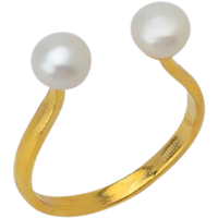 Double Pearl Sterling Silver Adjustable Open Ring