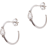 Drop Solitaire Earring Sterling Silver – White