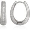 Elliptical Oval Chunky Hoop Sterling Silver Zirconia Earring buy online shopping cheap sale
