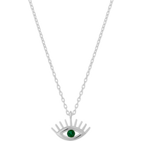 Emerald Eye Evil Eye Sterling Silver Necklace