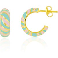 Enamel Nude Color Rainbow Sterling Silver Chunky Earring