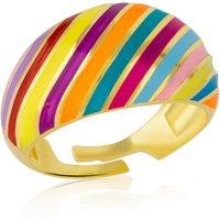 Enamel Rainbow Stripe Chunky Sterling Silver Ring