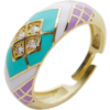 Enamel Turquoise Five Color Sterling Silver Dome Ring buy online shopping cheap sale
