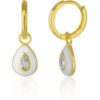 Enamelled Jewelled Sterling Silver Drop Hoop Earring buy online shopping cheap sale