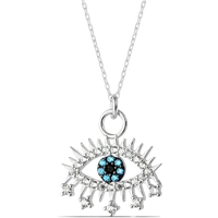 Evil Eye Earring Blue Eye Eyelash Sterling Silver Pendant Necklace