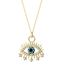 Evil Eye Earring Blue Eye Eyelash Sterling Silver Pendant Necklace