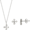 Four Cube Blocks Natural Textured Sterling Silver Authentic Earring and Pendant Necklace Set buy online shopping cheap sale